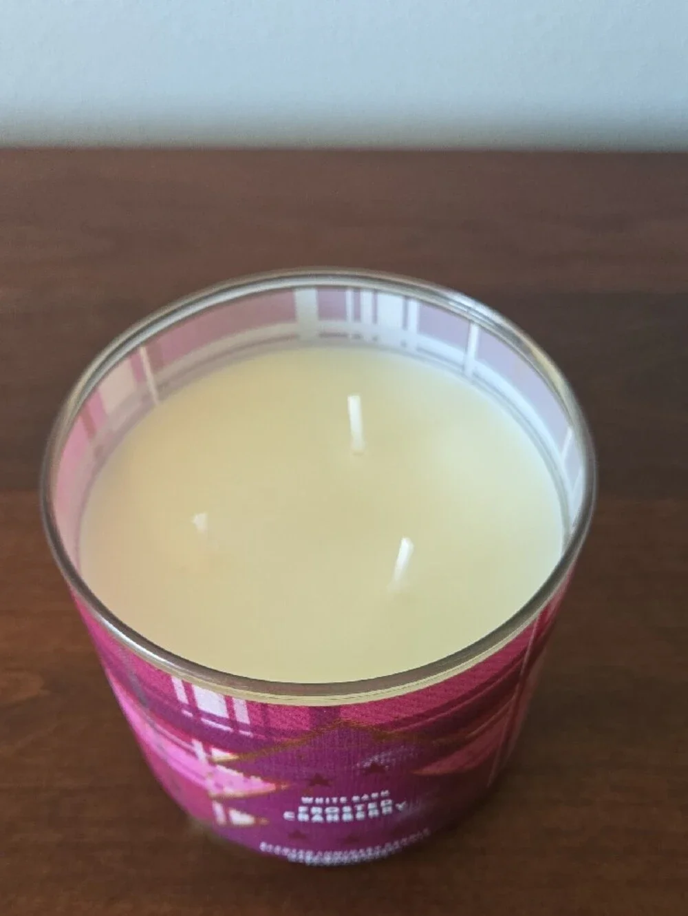 White Barn Frosted Cranberry Decorative Luminary Candle - Pink with Gold Accents